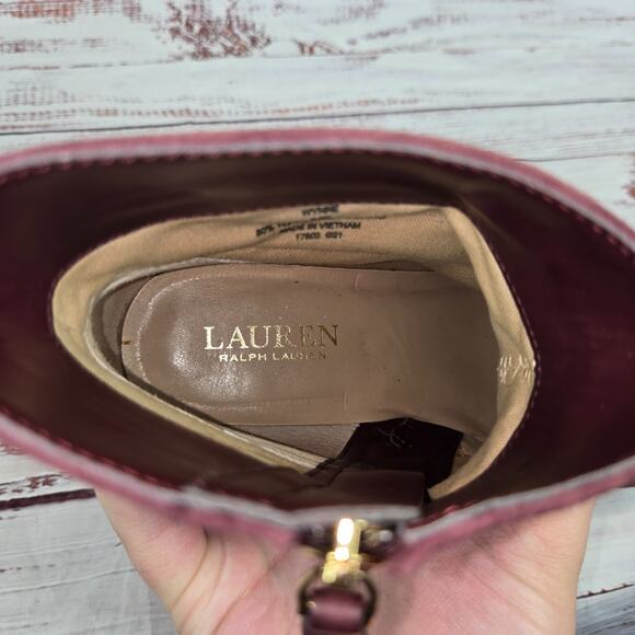 Ralph Lauren Women's Wynne Ankle Boots Size 6.5B Suede Leather Bordeaux Wine - Picture 8 of 10